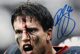 Brian Cushing Autographed 8x10 B&W Bloody Face Color *Blue Photo- JSA W Auth Image 2