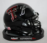 Michael Crabtree Autographed Texas Tech Black Schutt Mini Helmet- JSA W Auth