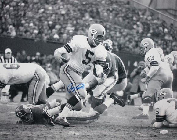 Paul Hornung Autographed Green Bay 16x20 B&W Running- JSA Witness Authenticated