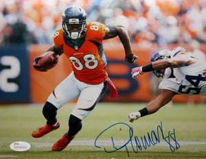 DeMaryius Thomas Autographed 8x10 Running Against Vikings Photo- JSA W Authenticated