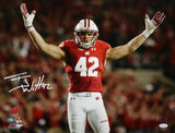 TJ Watt Autographed Wisconsin Badgers 16x20 Arms in Air PF Photo- JSA W Auth/Holo