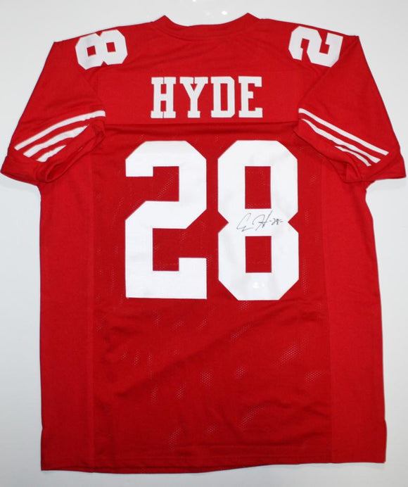 Carlos Hyde Autographed Red Pro Style Jersey- JSA W Auth *8