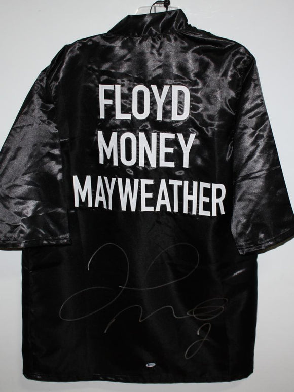 Floyd Mayweather Autographed Black Custom Robe Beckett BAS *Silver