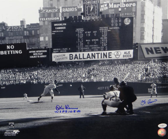 Don Larsen/ Yogi Berra Autographed NY Yankees 16x20 w/ Insc Photo- JSA Auth