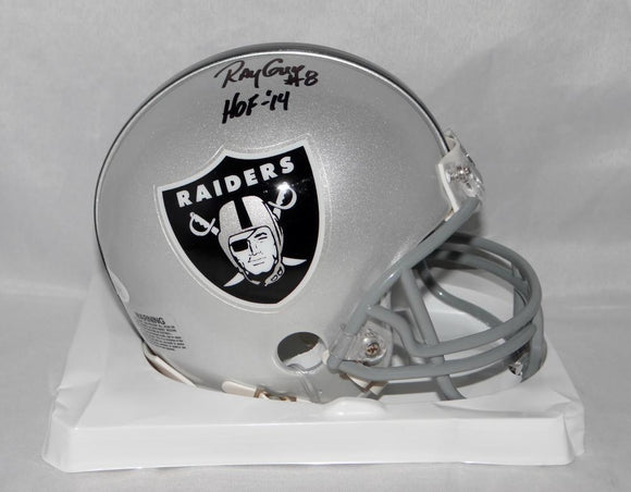 Ray Guy Autographed Oakland Raiders Mini Helmet With HOF- JSA Witnessed Auth Image 1