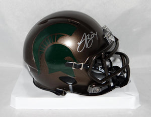 LeVeon Bell Autographed Michigan State Bronze Speed Mini Helmet- JSA W Auth