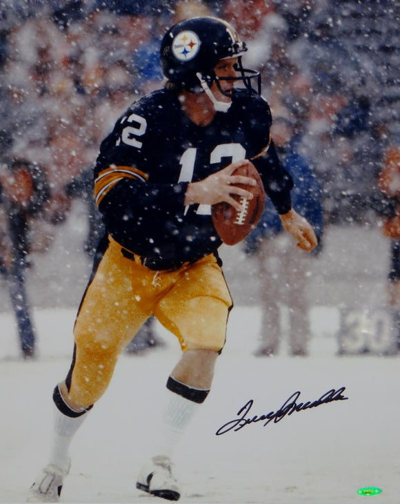 Terry Bradshaw Autographed Steelers 16x20 Vertical Snow Photo- Tristar Auth