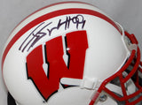 JJ Watt Signed Wisconsin Badgers White Schutt Mini Helmet JSA W/ Holo Auth *Top