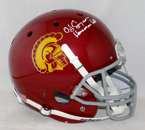 O. J. Simpson Signed USC Trojans F/S Schutt Helmet W/ Heisman- JSA W Auth *White Front