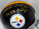 Mike Wagner Signed Steelers 63-76 TB Mini Helmet W/ SB Champs-Jersey Source Auth