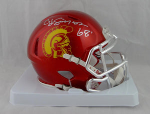 O. J. Simpson Signed USC Trojans Chrome Speed Mini Helmet- JSA W Auth *Silver