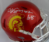 O. J. Simpson Signed USC Trojans Chrome Speed Mini Helmet- JSA W Auth *Silver