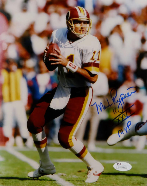 Mark Rypien Autographed Redskins 8x10 Looking to Pass w/ MVP Photo- JSA W Auth Image 1