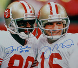 Joe Montana Jerry Rice Autographed 49ers 16x20 Smiling Photo- JSA W/Beckett Auth *Blue