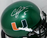 Andre Johnson Signed Miami Hurricanes Green Schutt Mini Helmet JSA W Auth *Silver
