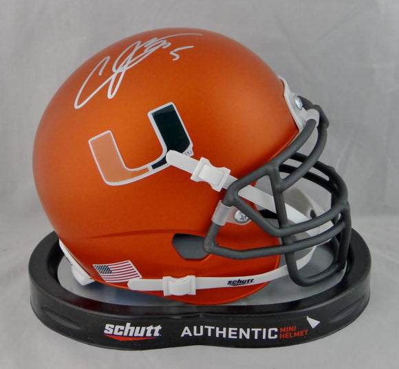 Andre Johnson Signed Miami Hurricanes Orange Schutt Mini Helmet JSA W Auth *Silver