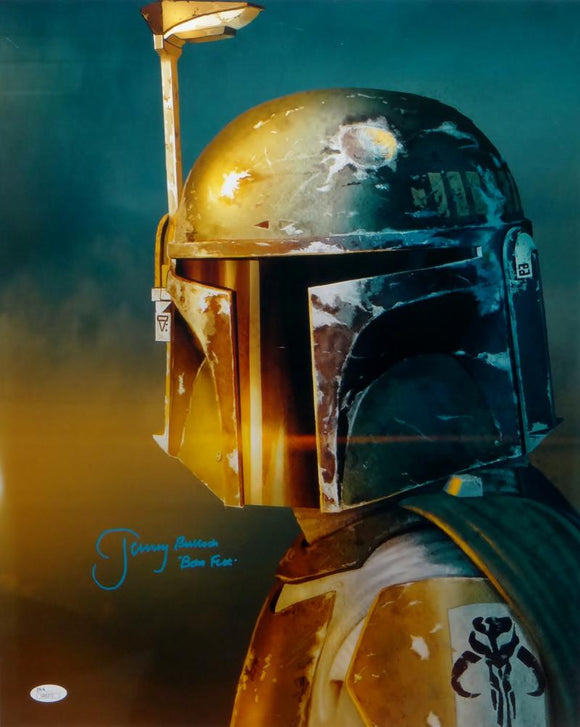 Jeremy Bulloch Boba Fett Signed Star Wars 16x20 Vert. Close Up Photo- JSA Auth *Blue