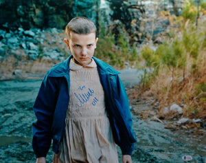 Millie Bobby Brown 011 Signed Stranger Things 16x20 Stare Down Photo- Beckett Auth