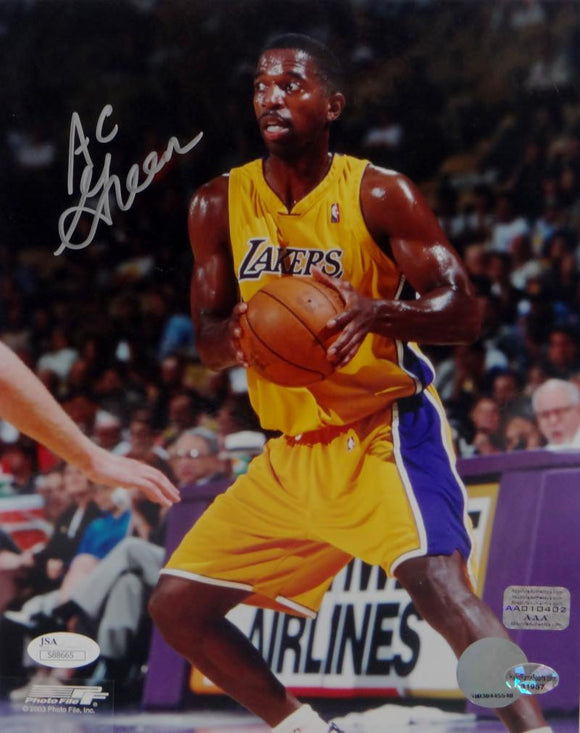 A. C. Green Signed Los Angeles Lakers 8x10 Dribbling PF Photo- JSA Auth *Silver