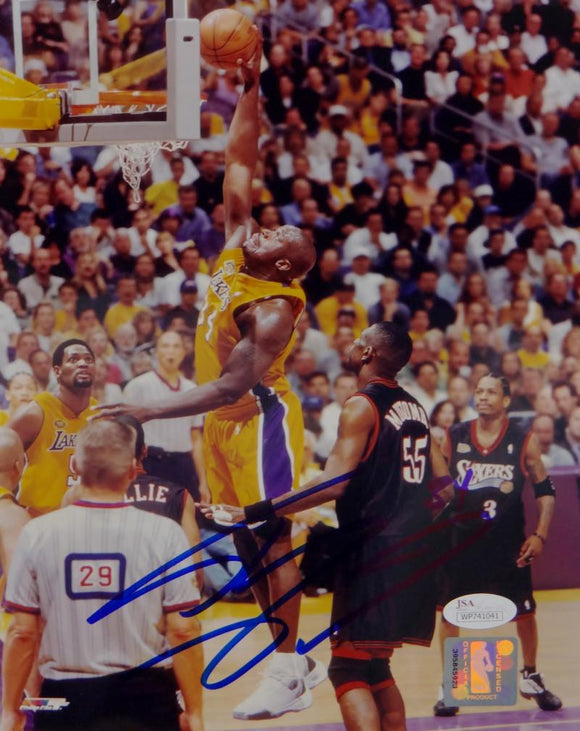 Shaquille O'Neal Signed Lakers 8x10 Dunking Against Sixers PF Photo- JSA W Auth