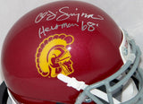 O. J. Simpson Heisman Signed USC Trojans Schutt Mini Helmet- JSA W Auth *Silver