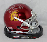 O. J. Simpson Signed USC Trojans Chrome Schutt Mini Helmet w/ Heisman- JSA W Auth *Silver