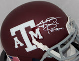 Johnny Manziel Heisman Signed Texas A&M Maroon Schutt Mini Helmet- JSA W Auth *White