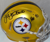 Jack Lambert Autographed Steelers Blaze Mini Helmet W/ HOF- JSA W Auth *Black