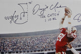 Joe Montana Dwight Clark Signed 49ers 16x20 The Catch Photo- Beckett Auth *Black