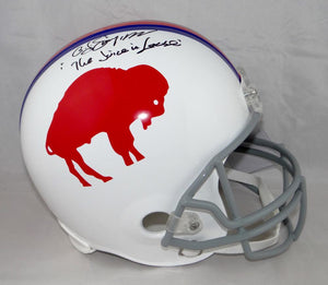 O. J. Simpson Signed Bills F/S 65-73 TB Helmet w/ The Juice is Loose- JSA W Auth *Blk