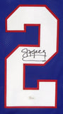 Jim Kelly Autographed Blue Pro Style Jersey- JSA W Authenticated *2