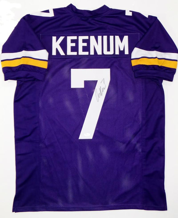Case Keenum Autographed Purple Pro Style Jersey - JSA W Auth *S