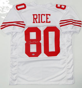 Jerry Rice Autographed White Pro Style Jersey- Beckett W Auth *Silver Image 1