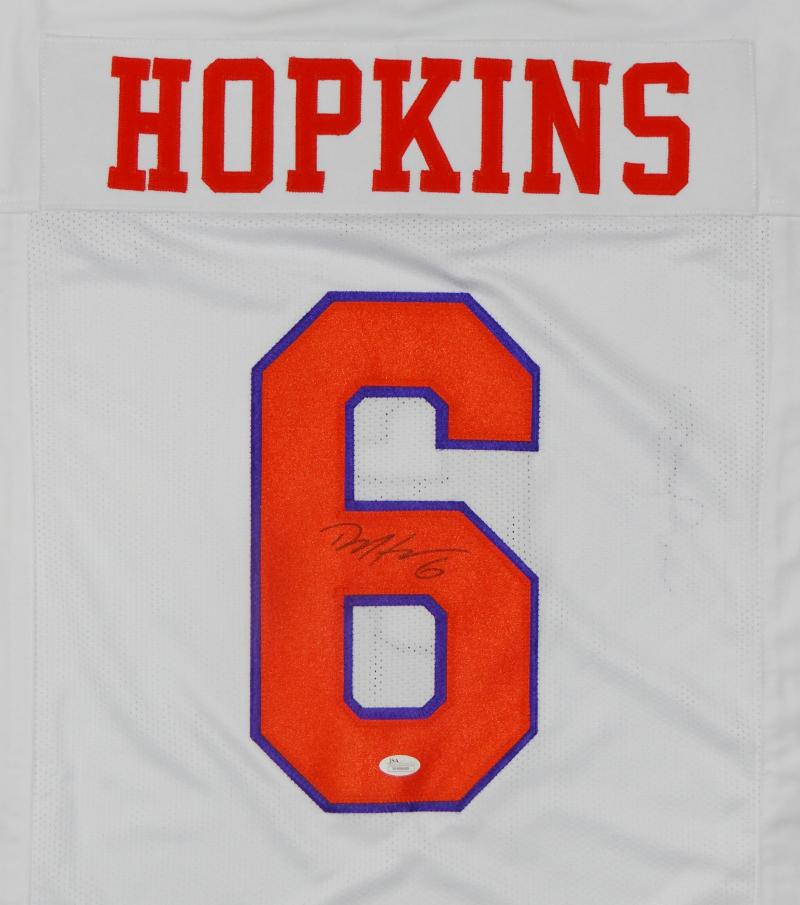 DeAndre Hopkins Autographed White College Style Jersey - JSA W Auth *6