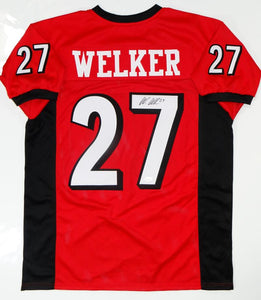 Wes Welker Autographed Red College Style Jersey - JSA Authenticated *7