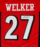 Wes Welker Autographed Red College Style Jersey - JSA Authenticated *7