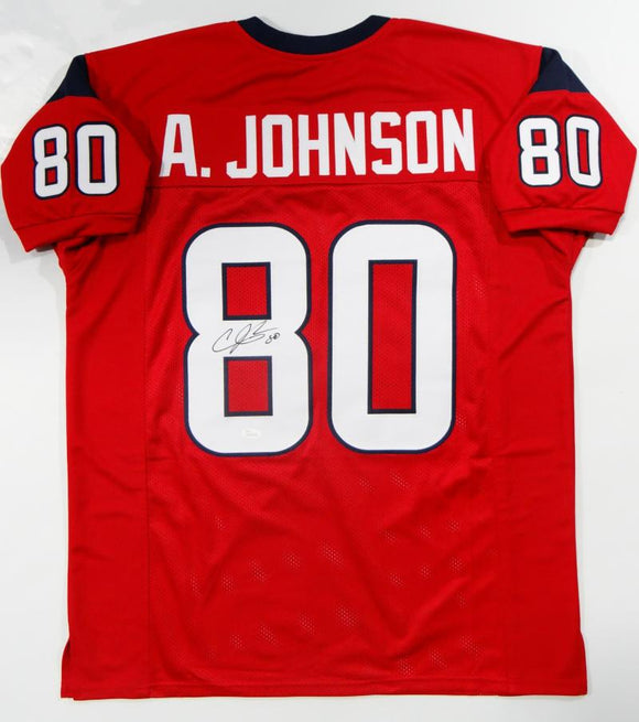 Andre Johnson Autographed Red Pro Style Jersey- JSA Witness Auth *8