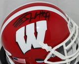 JJ Watt Signed Wisconsin Red Schutt Mini Helmet JSAW Auth/Watt Holo *Blk/WFM