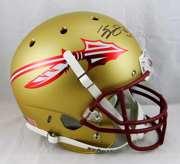 Kelvin Benjamin Autographed F/S Seminoles Gold Matte Schutt Helmet- JSA W Auth