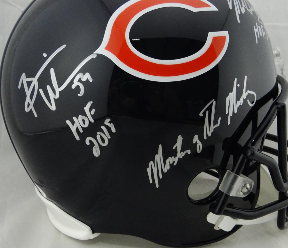 Butkus, Singletary & Urlacher Autographed Bears Full Size Helmet Inscribed  Monster of the Midway