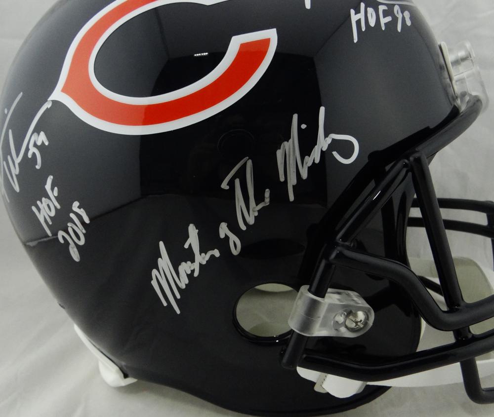 Butkus, Urlacher, Singletary Autographed SIGNED Chicago Bears Replica Helmet  - Monsters of the Midway 