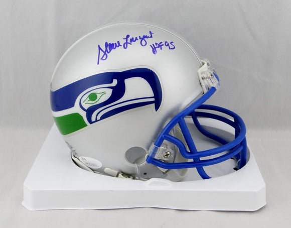 Steve Largent HOF Signed Seattle Seahawks 83-01 TB Mini Helmet- JSA W Auth *Blue Image 1