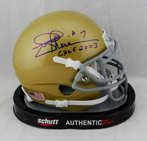 Joe Theismann Signed Notre Dame Mini Helmet w/ CHOF 2003 JSA W Auth *Blue