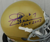 Joe Theismann Signed Notre Dame Mini Helmet w/ CHOF 2003 JSA W Auth *Blue