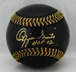 Ozzie Smith Autographed Rawlings OML Black Baseball w/ HOF- JSA Witnessed Auth