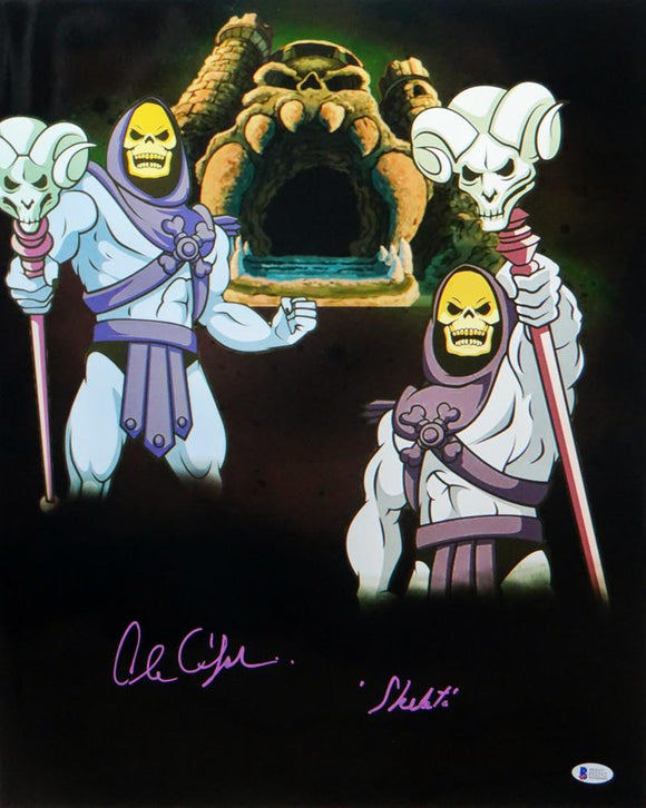 Alan Oppenheimer Autographed Skeletor 16x20 Dual Image Photo- Beckett Auth *Purple