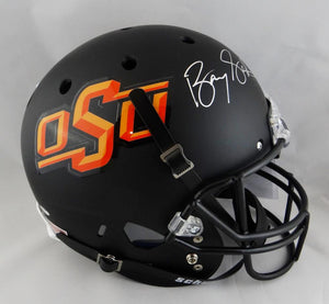 Barry Sanders Signed F/S Oklahoma State Cowboys Black Helmet- JSA W Auth *Silver