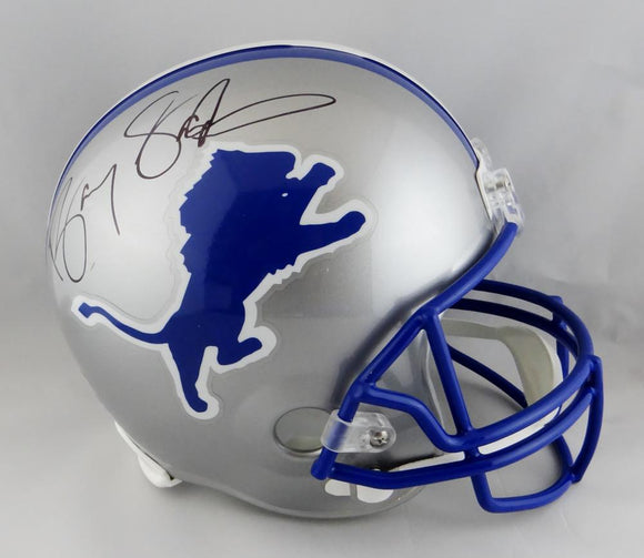 Barry Sanders Autographed Lions Full Size 83-02 TB Helmet- JSA W Auth *BLK