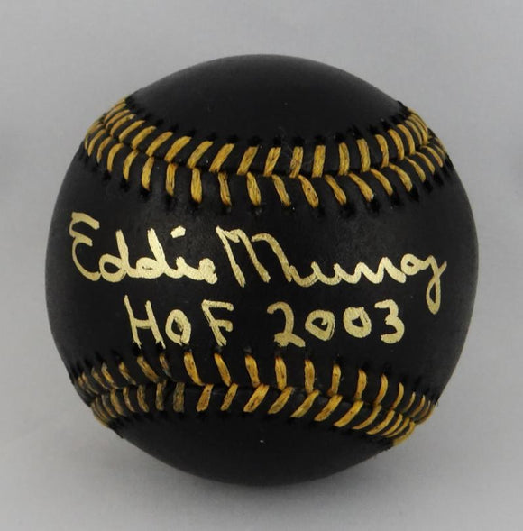 Eddie Murray Autographed Rawlings OML Black Baseball w/ HOF- JSA W Auth