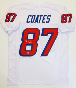 Ben Coates Autographed White Pro Style Jersey - Beckett Authenticated *8